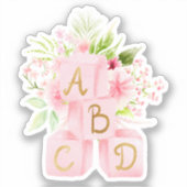 Sticker Blocs floraux roses mignons Alphabet (Recto)