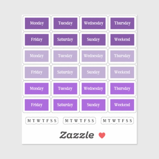 Sticker Blocs. Jours De La Semaine - Couleurs Violettes (Feuille)
