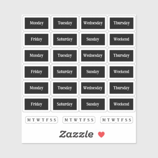 Sticker Blocs. Jours De La Semaine - Mono (Feuille)