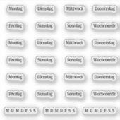 Sticker Blocs. Jours De La Semaine - Transparent (DEUTSCH) (Devant)