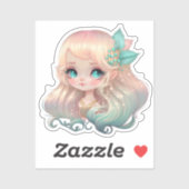 Sticker Blond Girl, poils roses, anime (Feuille)