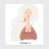 Sticker Blonde femme boho respirer l'affirmation personnal (Feuille)