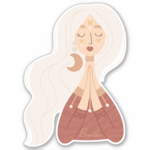 Sticker Blonde femme boho respirer l'affirmation personnal
