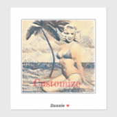 Sticker Blonde Kneeling Modèle de bikini Thunder_Cove (Feuille)