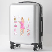 Sticker Blonde rose haute mode femmes décorations (Sur valise)