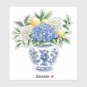 Sticker Blue and White Chinoiserie Vase With Hydrangeas (Feuille)