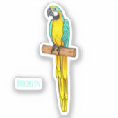 Sticker Blue-and-yellow macaw bird cartoon illustration (Recto)