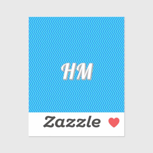 Sticker Blue customize initial simple (Feuille)