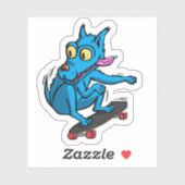 Sticker Blue dog skater (Feuille)