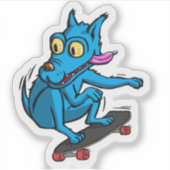 Sticker Blue dog skater (Devant)