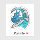 Sticker Blue dog surfer (Feuille)