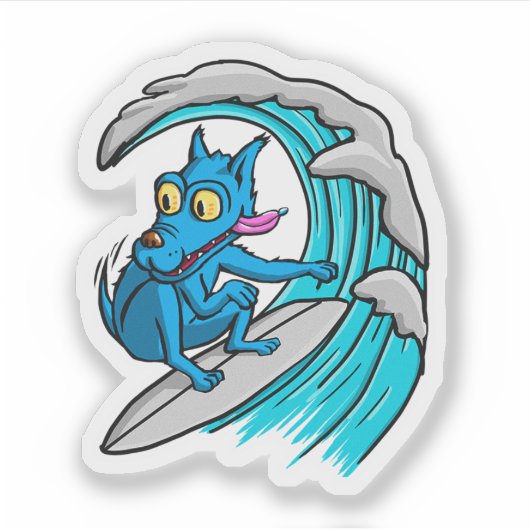 Sticker Blue dog surfer (Devant)