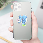 Sticker Blue Elephant Jouer Avec Papillon (Téléphone)