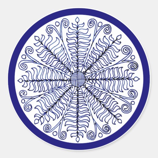 Sticker Blue Fern Leaves (Voorkant)