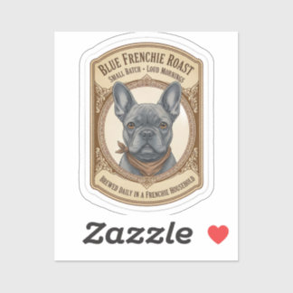 Sticker Blue Frenchie Roast Vintage French Bulldog Coffee 