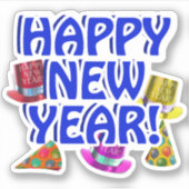 Sticker Blue Happy New Year   (Devant)