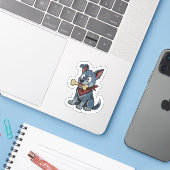 Sticker Blue Heeler avec os (Ordinateur portable avec iPhone)