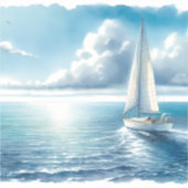 Sticker Blue Horizon Solitary Sailboat (Devant)