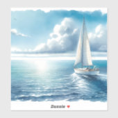 Sticker Blue Horizon Solitary Sailboat (Feuille)