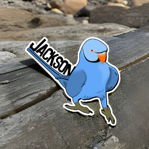 Sticker Blue Indian Ringneck Parrot Pet Bird Name Cute Fun