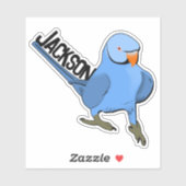 Sticker Blue Indian Ringneck Parrot Pet Bird Name Cute Fun (Feuille)