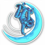 Sticker Blue Moon Astronaut Skateboard 4" Kiss Cut Vinyl (Devant)