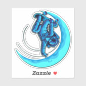 Sticker Blue Moon Astronaut Skateboard 4" Kiss Cut Vinyl (Feuille)