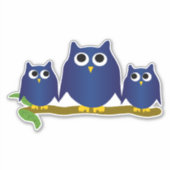 Sticker Blue Owls Design (Devant)