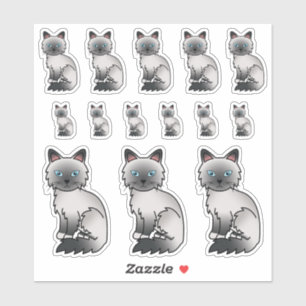 Sticker Blue Point Birman / Ragdoll Cute Cartoon Chats