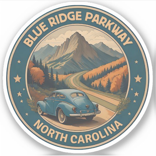Sticker Blue Ridge Parkway Pittoresque En voiture classiqu (Devant)