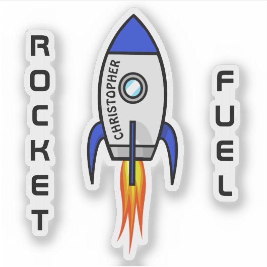 Sticker Blue rocket ajouter nom vinyle (Devant)