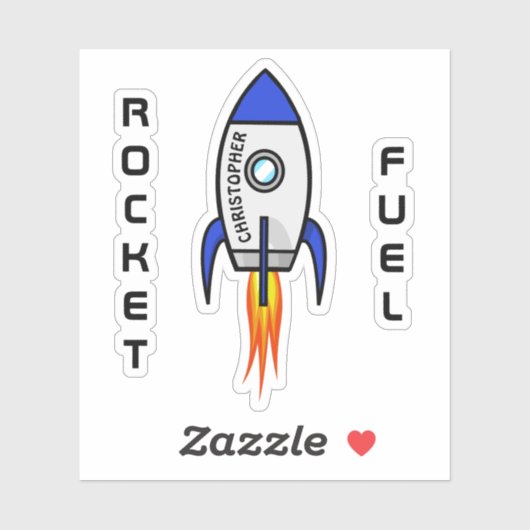 Sticker Blue rocket ajouter nom vinyle (Feuille)