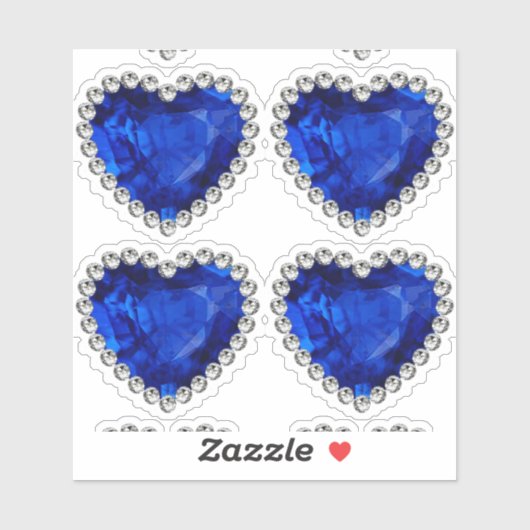 Sticker Blue Sapphire Diamond Anniversaire Coeur (Feuille)