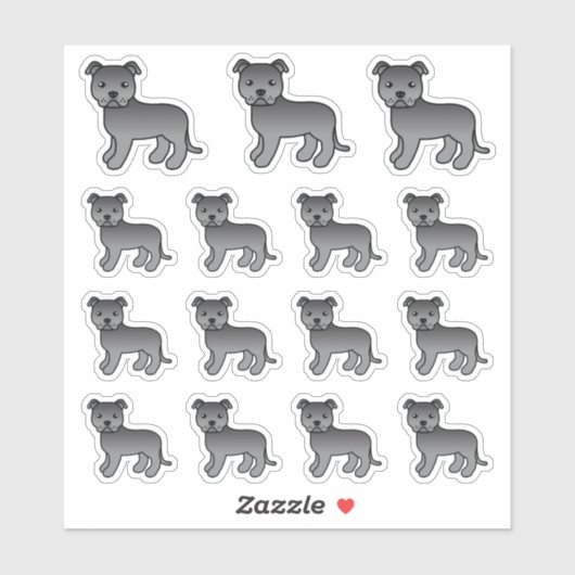 Sticker Blue Staffordshire Bull Terrier mignon Chiens de d (Feuille)