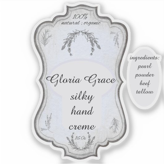 Sticker Blue Vintage Lotion Antique Jar Bottle  (Devant)