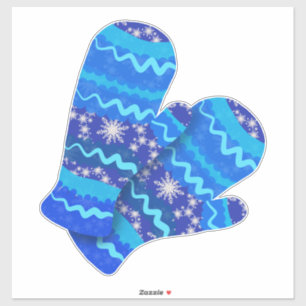 Sticker Blue Winter Mittens   Vacances
