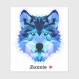 Sticker Blue Wolf Head Low Poly Art