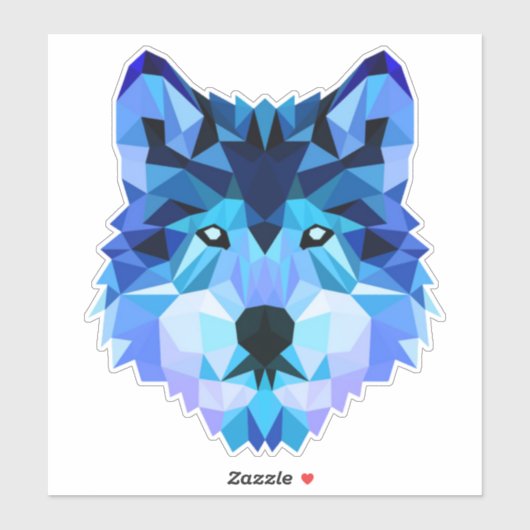Sticker Blue Wolf Head Low Polygon-00000 (Feuille)