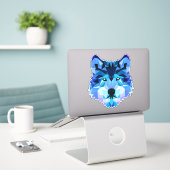 Sticker Blue Wolf Head Low Polygon-00000 (Ordinateur portable sur le bureau)