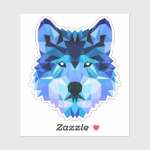 Sticker Blue Wolf Head Low Polygon-00000