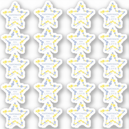 Sticker Blue & Yellow Original Buttons Star Handmade (Devant)
