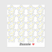 Sticker Blue & Yellow Original Buttons Star Handmade (Feuille)