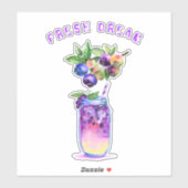 Sticker Blueberry Fruits Jus Cool Boire Cocktail (Feuille)