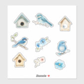 Sticker Bluebird and Bird Houses (Feuille)