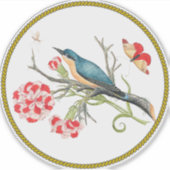 Sticker Bluebird sur les oeillets, illustration vintage, (Devant)
