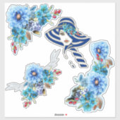 Sticker Blues de Cornflower en aquarelle (Feuille)