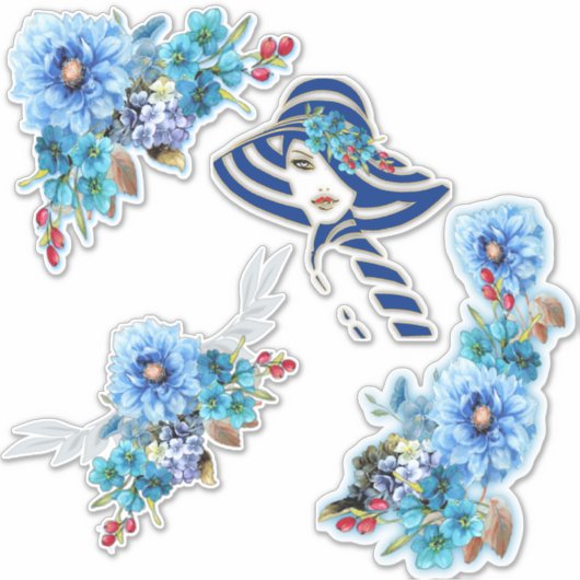Sticker Blues de Cornflower en aquarelle (Devant)