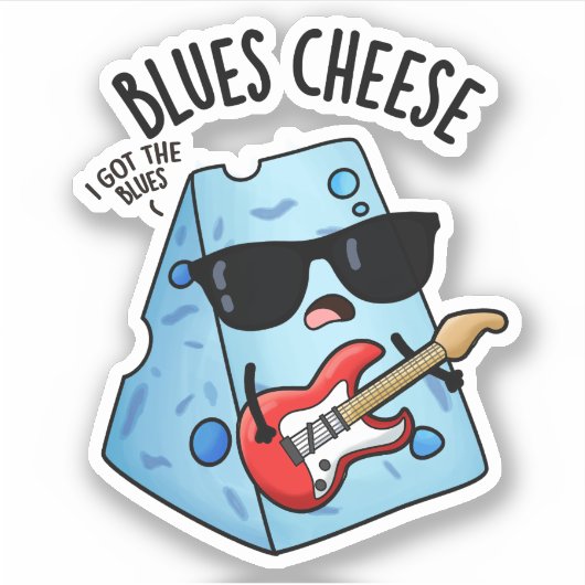 Sticker Blues Fromage amusant Pun de nourriture (Devant)