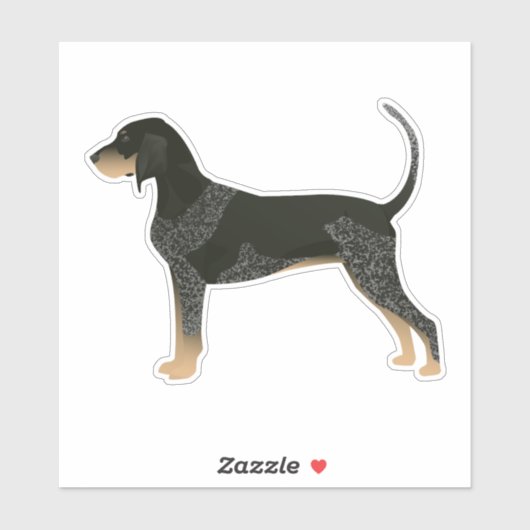 Sticker Bluetick Coonhound Chien race Vue latérale Silhoue (Feuille)