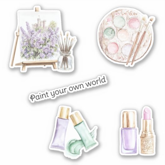 Sticker Blush Mint Peignez Votre Propre Monde (Devant)